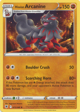 Hisuian Arcanine - 071/189 - Rare