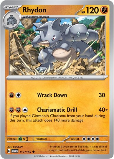 Rhydon - 112/165 - Uncommon