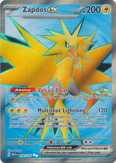 Zapdos ex - 192/165 - Full Art Ultra Rare